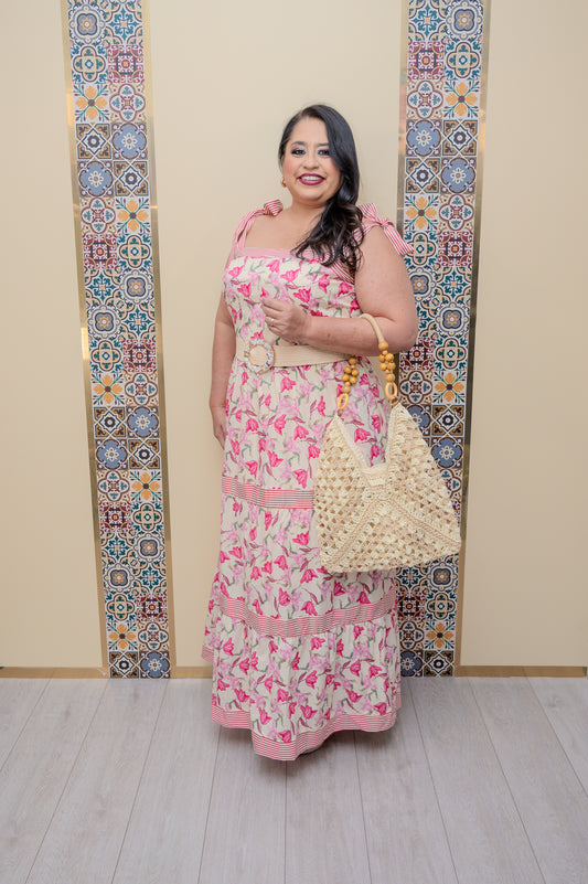 Pink Floral Maxi Dress