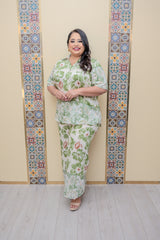 Green Printed Pants Set
