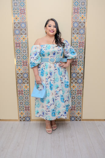 Blue Floral Cotton Dress
