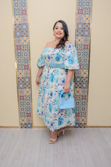 Blue Floral Cotton Dress