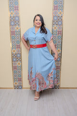 Blue Printed Maxi Dress