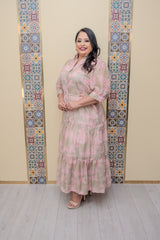Pink Printed Maxi Dress