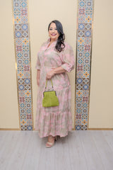 Pink Printed Maxi Dress