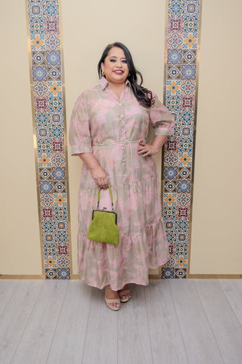 Pink Printed Maxi Dress