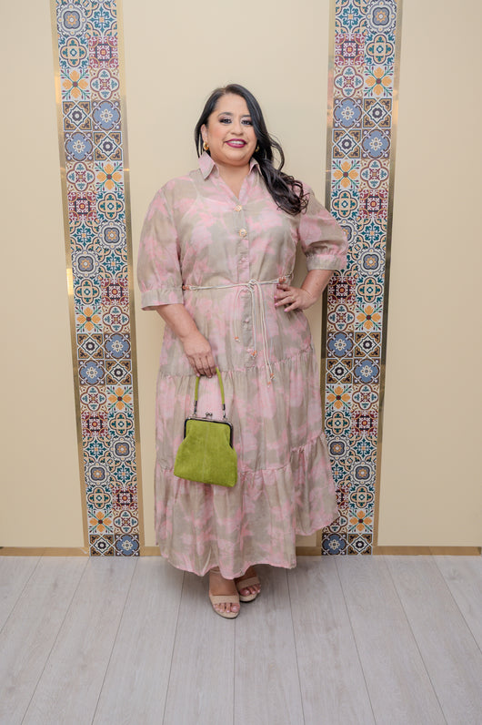 Pink Printed Maxi Dress