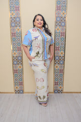 Blue Tropical Pants Set