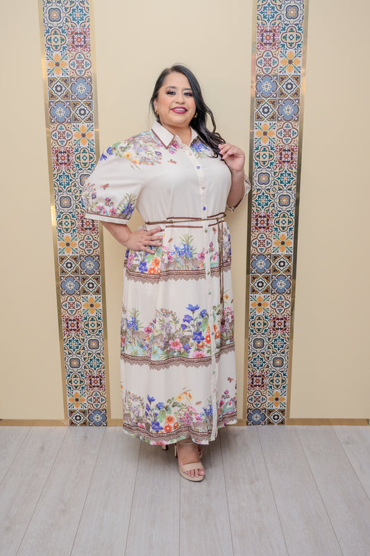 Green Printed Maxi Dress