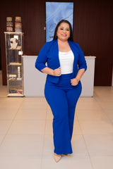 Royal Blue Blazer with Shirred Sleeves