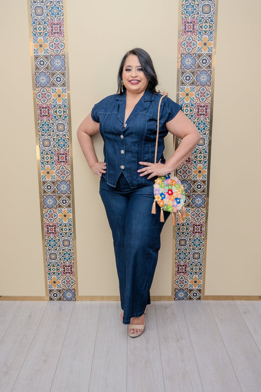 Denim Vest and Pants Set