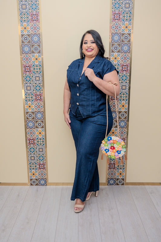 Denim Vest and Pants Set