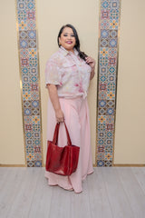 Pink Floral Sheer Blouse
