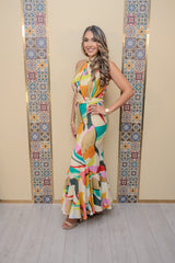 Printed Halter Maxi Dress