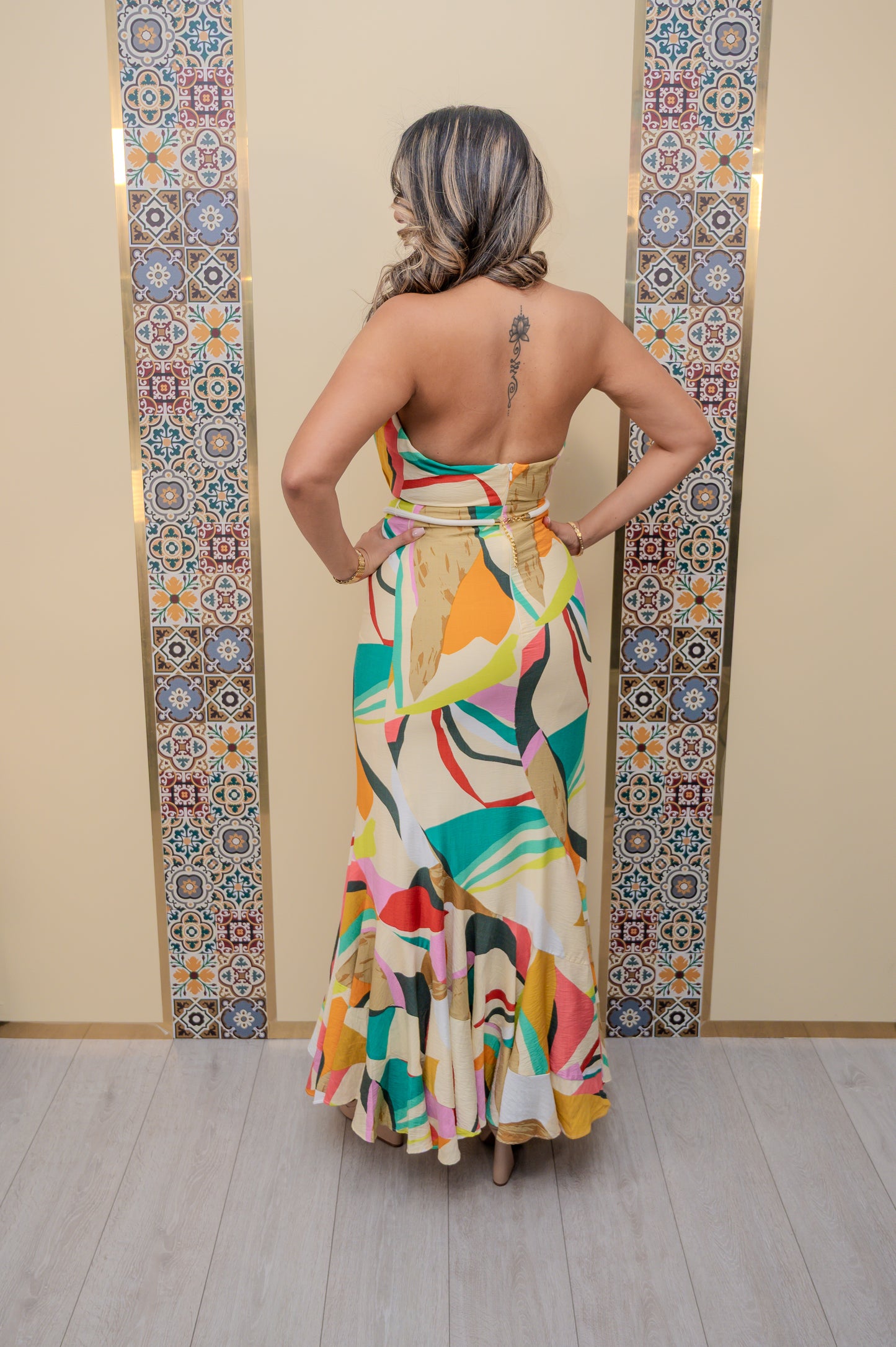 Printed Halter Maxi Dress