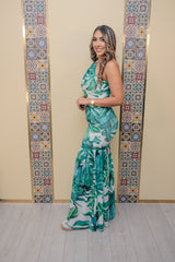 Floral Mesh Ruched Dress