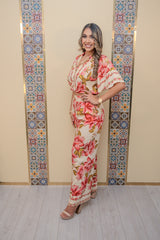 Cream Scarf Top and Pant Set