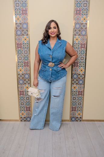 Denim Belted Vest