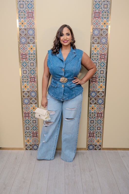 Denim Belted Vest