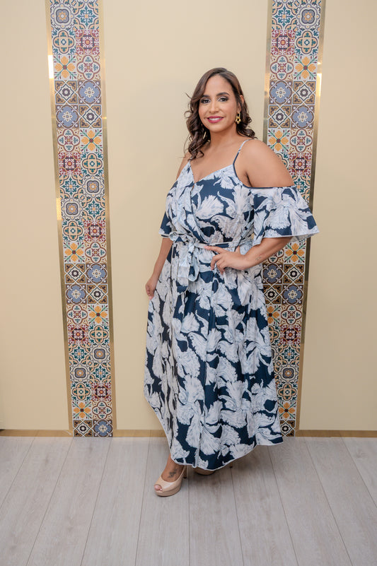 Navy Drop Shoulder Maxi Dress