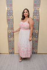 Pink Ruched Maxi Dress