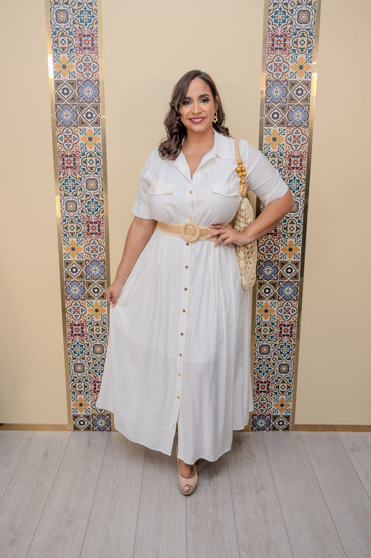 White Button Down Maxi Dress