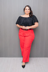 Red Wide Linen Pants