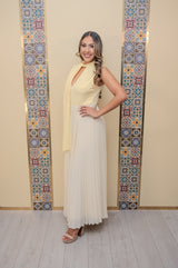 Butter Yellow Pleated Midi Dress