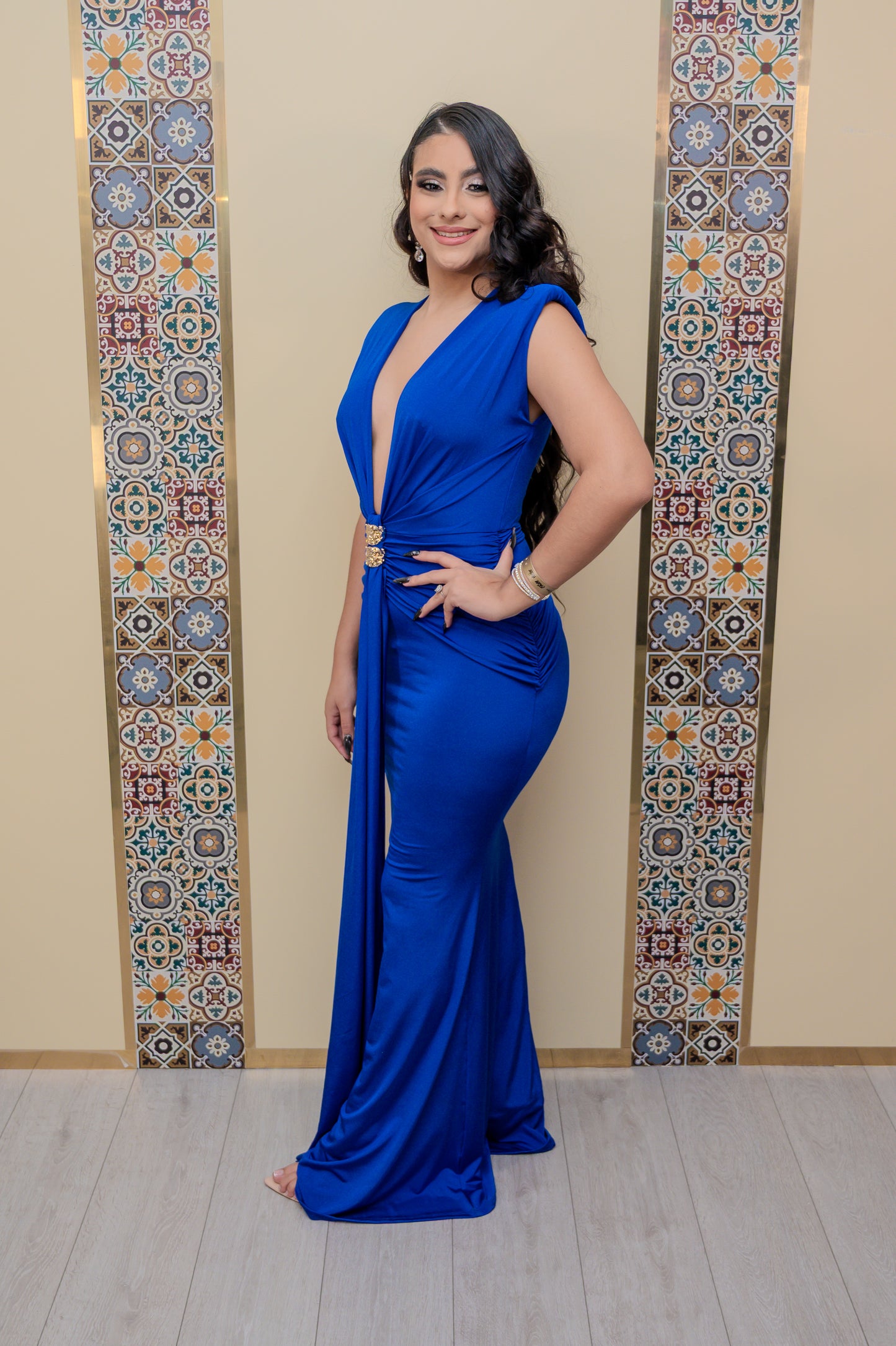 Royal Sleeveless Maxi Dress