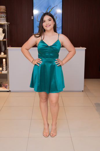 Hunter Green Corset Bustier Mini Dress