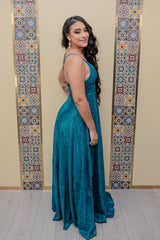 Teal Glitter Maxi Dress