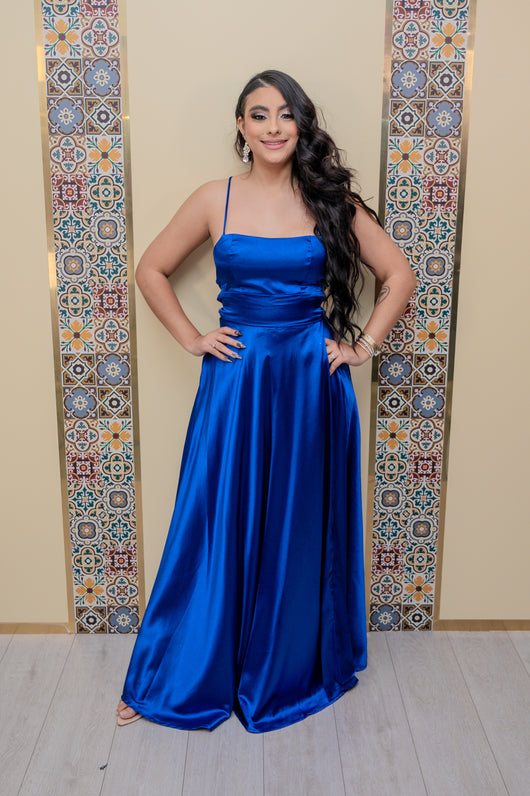 Royal Satin Maxi Dress