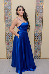 Royal Satin Maxi Dress