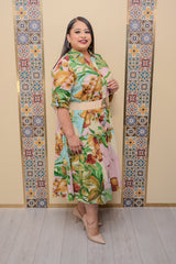Green Mix Printed Dress