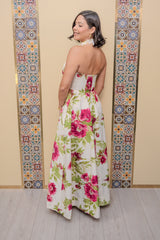 Ivory Floral Bare Back Maxi Dress