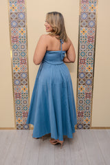Denim Halter Maxi Dress