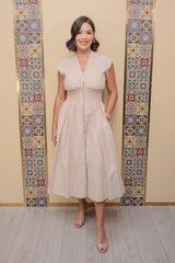 Taupe Drop Shoulder Midi Dress