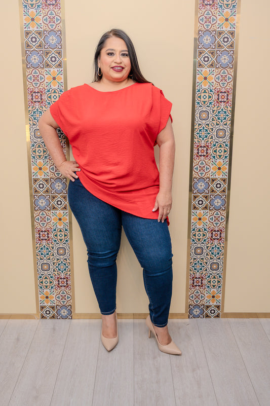 Red Blouse with Necklace