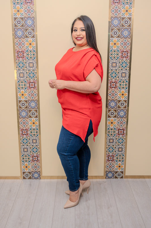 Red Blouse with Necklace