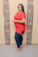 Red Blouse with Necklace