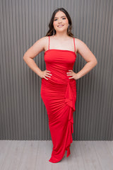 Red Ruffle Maxi Dress