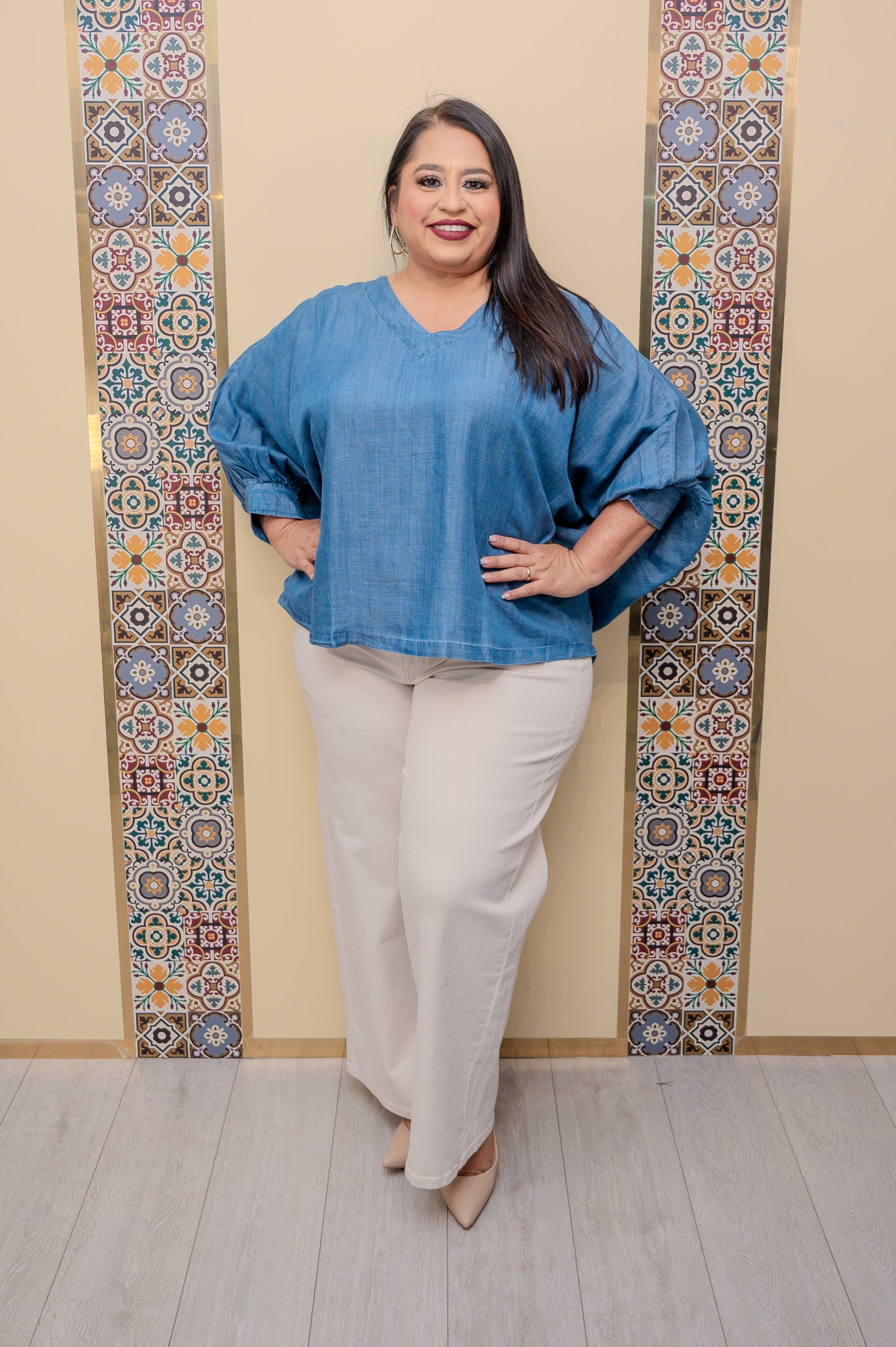 Medium Denim Oversize Top