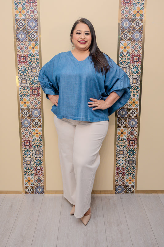 Medium Denim Oversize Top
