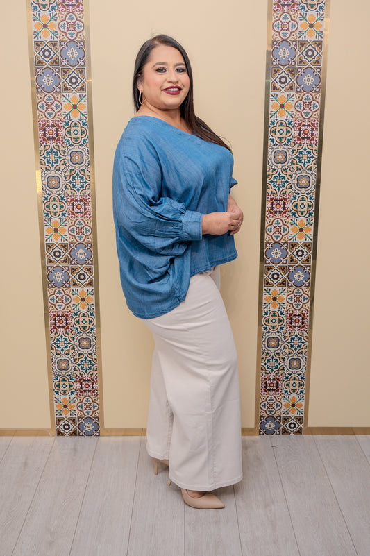 Medium Denim Oversize Top