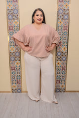 Beige/Brick Oversize Top