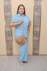 Blue Top and Pants Set