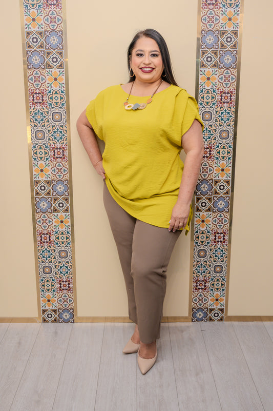 Lime Blouse with Necklace