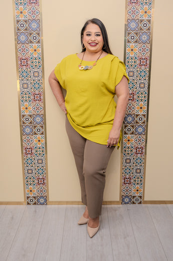 Lime Blouse with Necklace