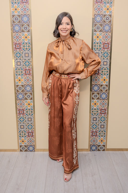 Coffee Long Sleeve Blouse
