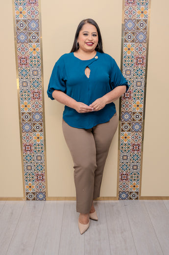 Teal Button Detail Blouse