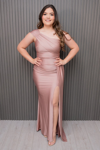 Mauve One Shoulder Maxi Dress