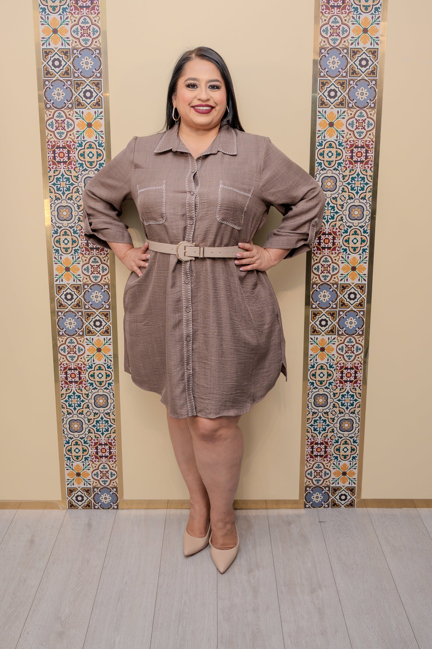 Brown Button Dress Dress